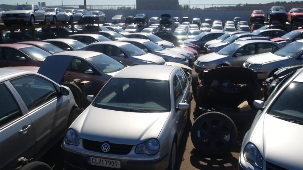 car parts in a wrecking yard