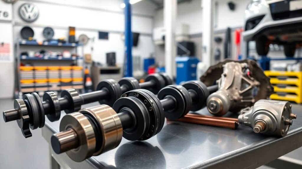 Volkswagen driveline parts in an Australian garage