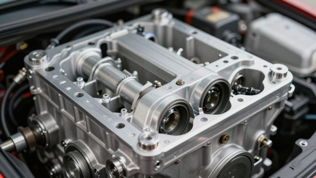 Suzuki Swift engine block, metallic components, intricate details