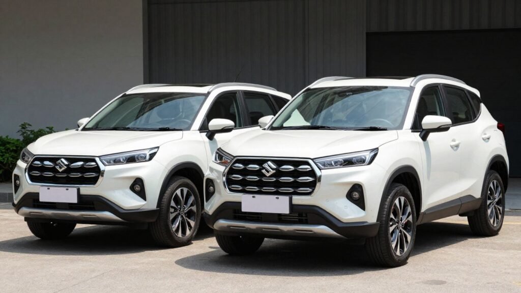 Suzuki Grand Vitara and S-Cross vehicles parked outdoors.
