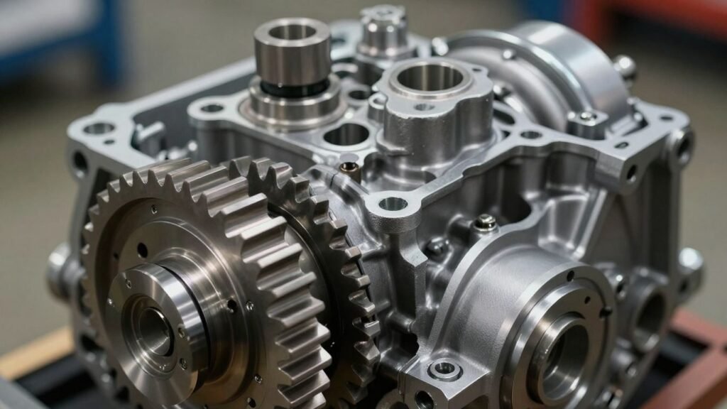 Suzuki gearbox with visible gears and metal components.