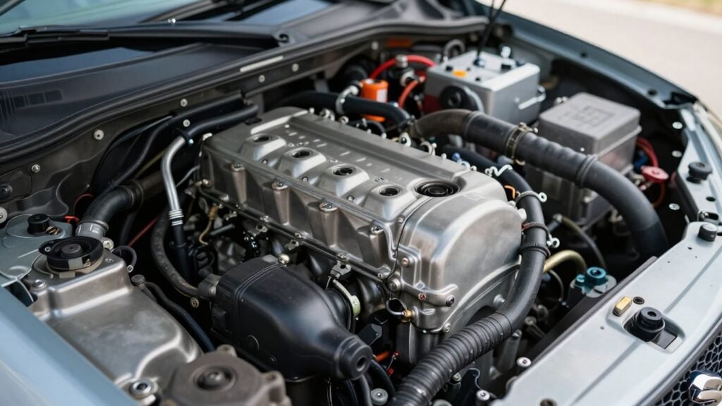 Suzuki Swift engine bay with visible components.