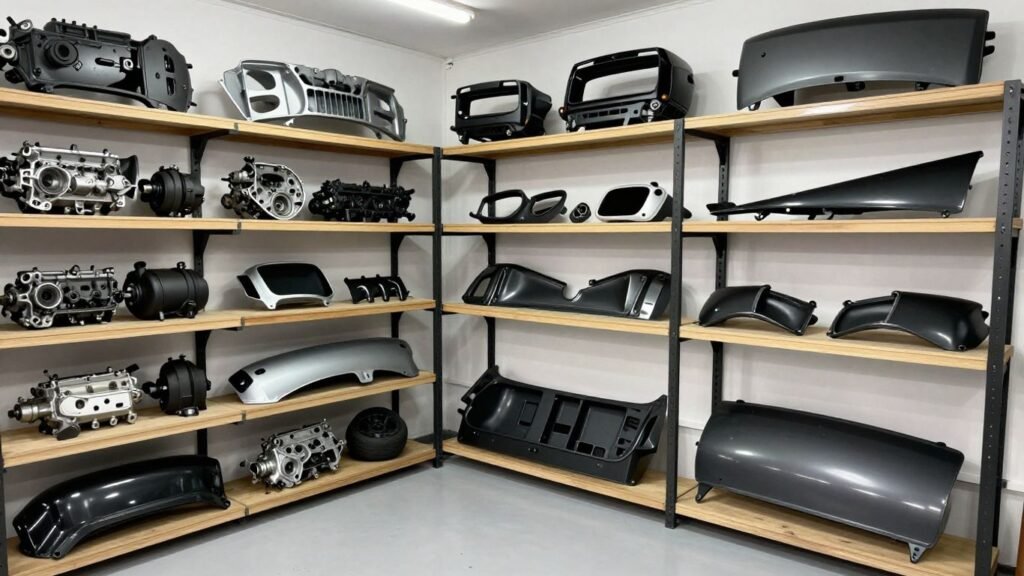 Affordable used Suzuki APV van parts in a garage.